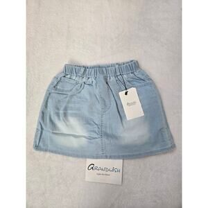 Grandwish Girls Denim Skort Size 8 Light Wash Blue Elastic Waist New With Tags
